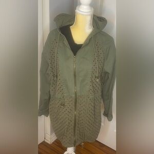 Bethany Mota Sage Green Eyelet Utility Jacket